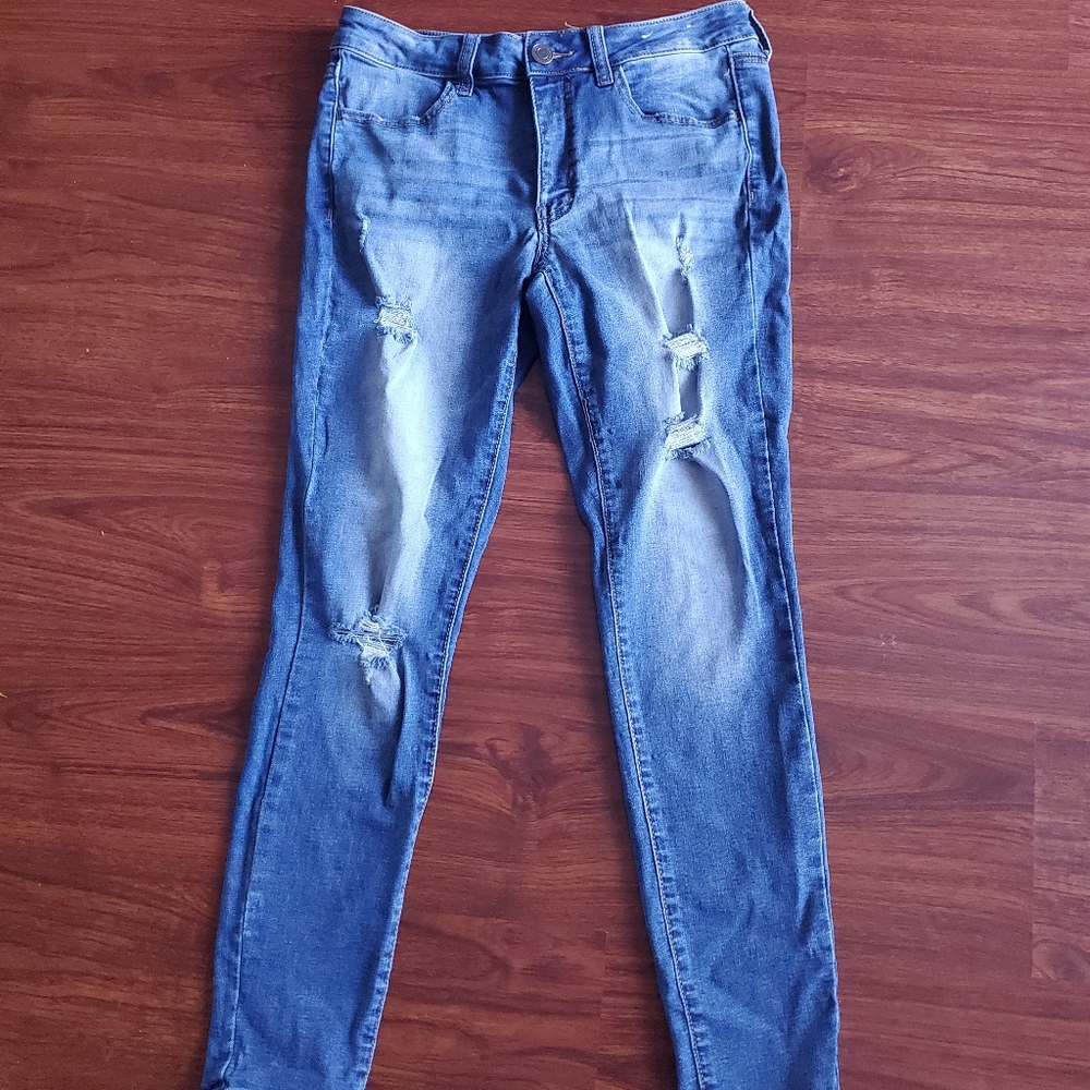Two pairs of ripped jeggings